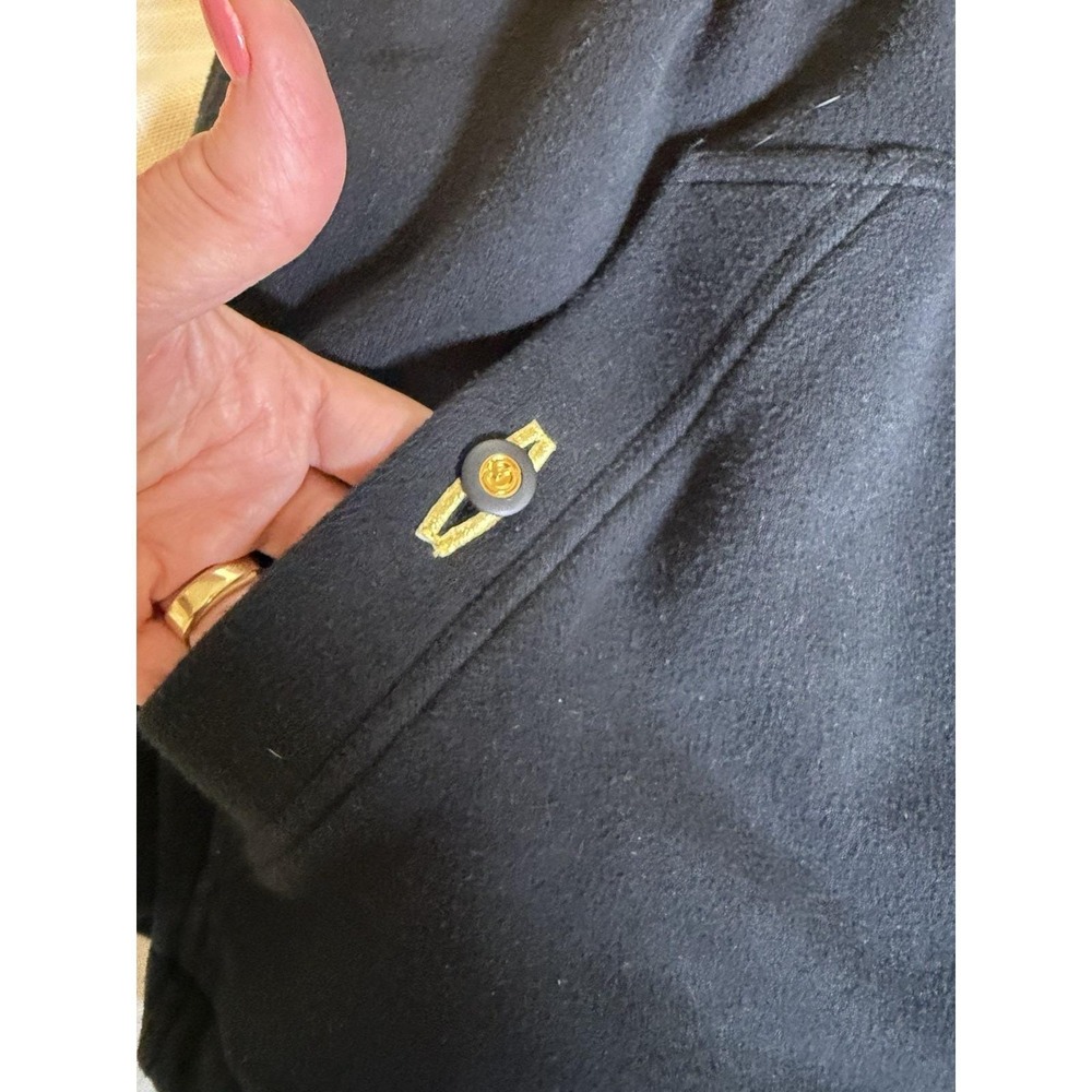 Vtg  ST JOHN Sport Black Zip Hoodie Military Jacket~Sz L~Gold Logo Crest ITALY - Picture 12 of 16
